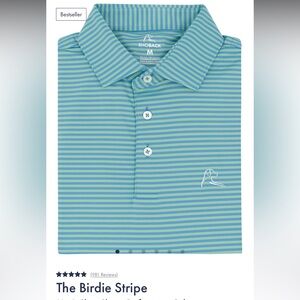 Rhoback “The Birdie” Blue & Green Striped Polo